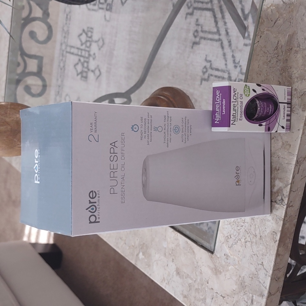 (NWOT) PureSpa Essential Oil Diffuser With Lavender Oil